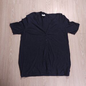 J Jill Cardigan Womens Large Blue Linen Blend Short Sleeve Button Front